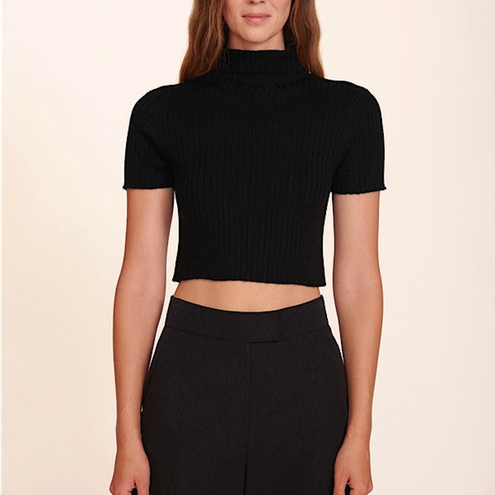 STAUD black ribbed turtleneck (short sleeves)- V discounted- New/ never worn!!
